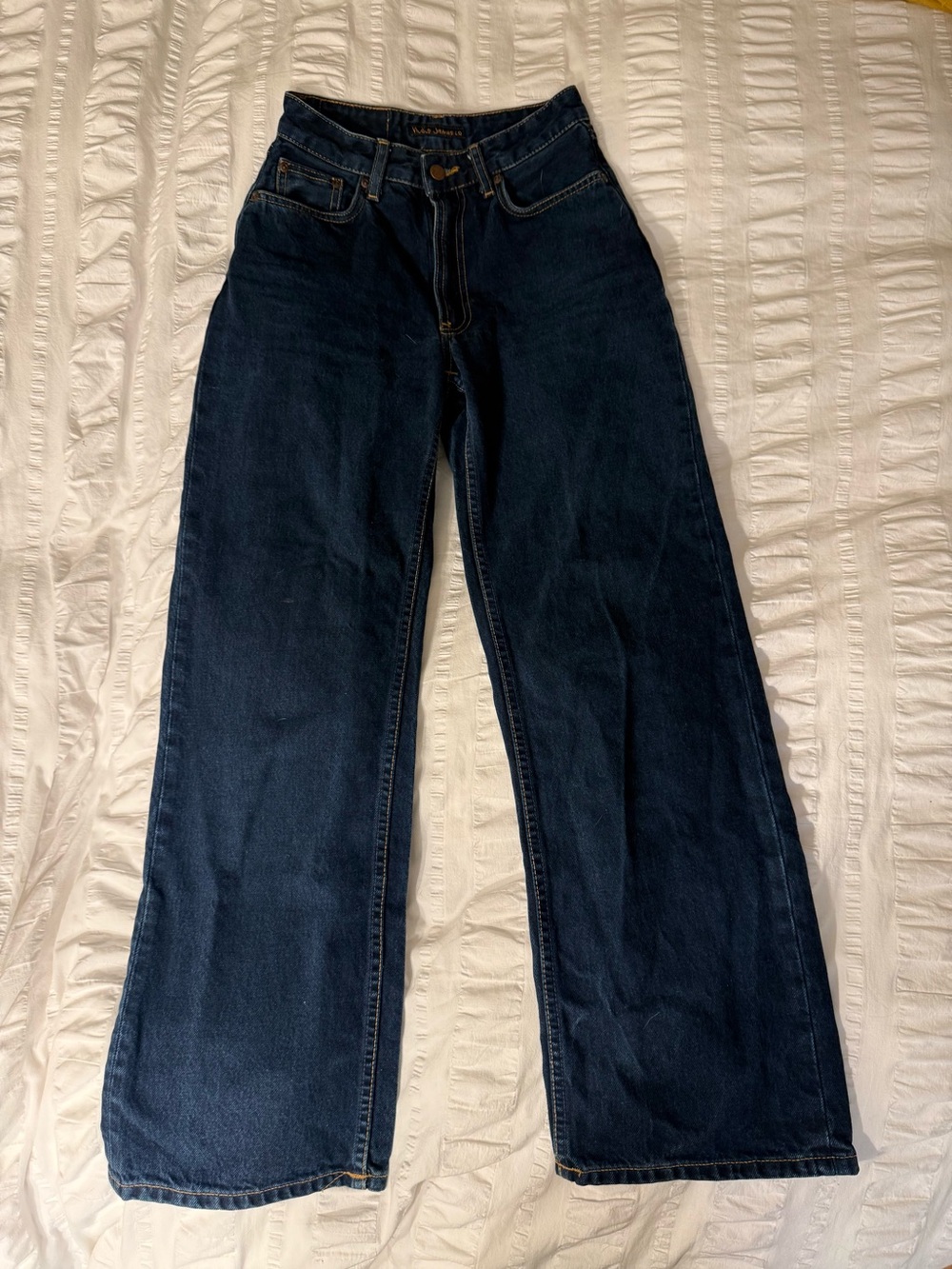 Nudie Jeans Dark Blue Wide-Leg Denim